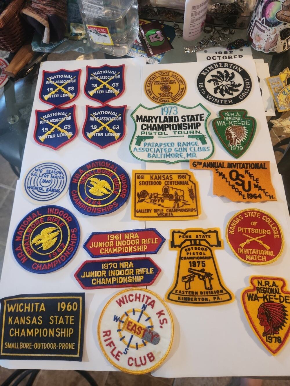 LOT OF 20 NRA SMALLBORE RIFLE PISTOLS PATCH NATIONAL MATCHES Gun Club 1960s 70s